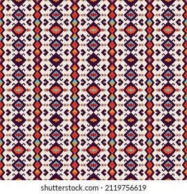 Ikat geometric folklore ornament. Tribal ethnic vector texture. Seamless striped pattern in Aztec style. Figure tribal embroidery. Indian, Scandinavian, Gypsy, Mexican, folk pattern.