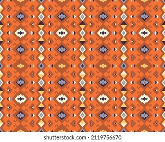 Ikat geometric folklore ornament. Tribal ethnic vector texture. Seamless striped pattern in Aztec style. Figure tribal embroidery. Indian, Scandinavian, Gypsy, Mexican, folk pattern.