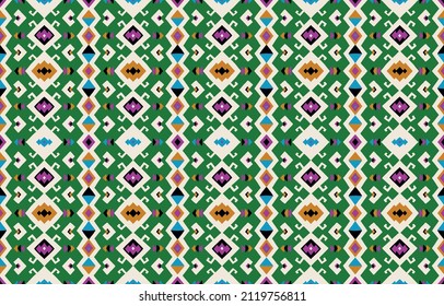 Ikat geometric folklore ornament. Tribal ethnic vector texture. Seamless striped pattern in Aztec style. Figure tribal embroidery. Indian, Scandinavian, Gypsy, Mexican, folk pattern.