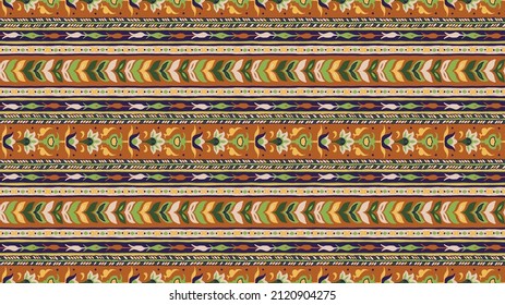 Ikat geometric folklore ornament. Tribal ethnic vector texture. Seamless striped pattern in Aztec style. Figure tribal embroidery. Indian, Scandinavian, Gypsy, Navajo, Mexican, folk pattern.