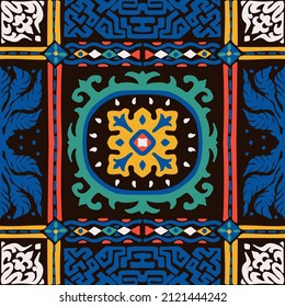 Ikat geometric folklore ornament. Tribal ethnic vector texture. Seamless striped pattern in Aztec style. Figure tribal embroidery. Indian, Scandinavian, Gypsy, Mexican, folk pattern.