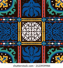 Ikat geometric folklore ornament. Tribal ethnic vector texture. Seamless striped pattern in Aztec style. Figure tribal embroidery. Indian, Scandinavian, Gypsy, Mexican, folk pattern.