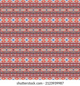 Ikat geometric folklore ornament. Tribal ethnic vector texture. Seamless striped pattern in Aztec style. Figure tribal embroidery. Indian, Scandinavian, Gypsy, Mexican, folk pattern.