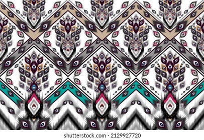 Ikat geometric folklore ornament. Tribal ethnic vector texture. 
Seamless striped pattern in Aztec style. Figure tribal embroidery. 
Indian, Scandinavian, Gypsy, Mexican, folk pattern.