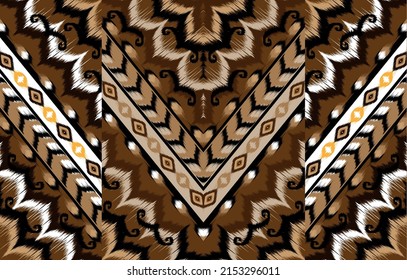 Ikat geometric folklore ornament. Tribal ethnic vector texture. 
Seamless striped pattern in Aztec style. Figure tribal embroidery. 
Indian, Scandinavian, Gyp
sy, Mexican, folk pattern.