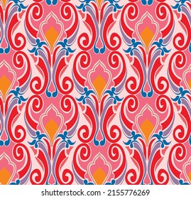 Ikat geometric folklore ornament. Tribal ethnic vector texture. Seamless striped pattern in Aztec style. Figure tribal embroidery. Indian, Scandinavian, Gypsy, Mexican, folk pattern.