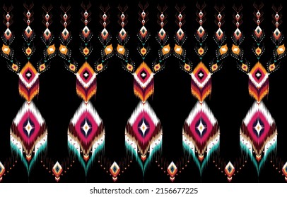 Ikat geometric folklore ornament. Tribal ethnic vector texture. 
Seamless striped pattern in Aztec style. Figure tribal embroidery. 
Indian, Scandinavian, Gyp
sy, Mexican, folk pattern.
