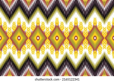 Ikat geometric folklore ornament. Tribal ethnic vector texture. Seamless striped pattern in Aztec style. Figure tribal embroidery. Indian, Scandinavian, Gypsy, Mexican, folk pattern. ikat pattern