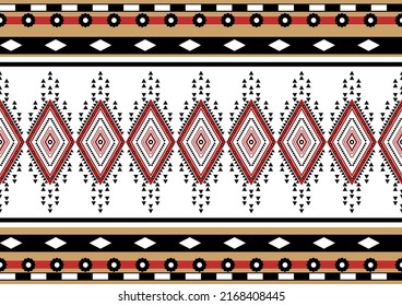Ikat geometric folklore ornament with tribal ethnic seamless striped pattern Aztec style. oriental pattern traditional Design for background, clothing, wrapping, Batik, fabric, vector, illustration.