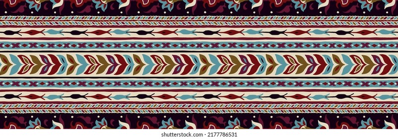 Ikat geometric folklore ornament. Tribal ethnic vector texture. Seamless striped pattern in Aztec style. Figure tribal embroidery. Indian, Scandinavian, Gypsy, Mexican, folk pattern.