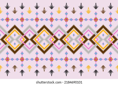 Ornamento de folclore geométrico Ikat. Textura vectorial étnica tribal mexicano, patrón folclórico Alfombra textil vectorial étnica cornamento estilo bordado Elementos decorativos de época