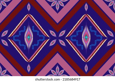 Ornamento de folclore geométrico Ikat. Textura vectorial étnica tribal mexicano, patrón folclórico Alfombra textil vectorial étnica cornamento estilo bordado Elementos decorativos de época