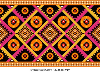 Ornamento de folclore geométrico Ikat. Textura vectorial étnica tribal mexicano, patrón folclórico Alfombra textil vectorial étnica cornamento estilo bordado Elementos decorativos de época