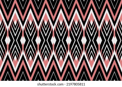 Ikat geometric folklore ornament with tribal ethnic seamless striped pattern Aztec style. oriental pattern traditional Design for background, clothing, wrapping, Batik, fabric, vector, illustration.