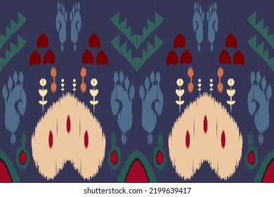 Ikat geometric folklore ornament with tribal ethnic seamless striped pattern Aztec style. oriental pattern traditional Design for background, clothing, wrapping, Batik, fabric, vector, illustration.