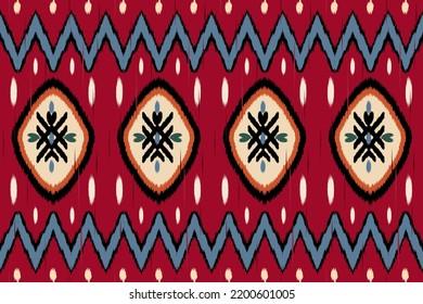 Ikat geometric folklore ornament with tribal ethnic seamless striped pattern Aztec style. oriental pattern traditional Design for background, clothing, wrapping, Batik, fabric, vector, illustration.