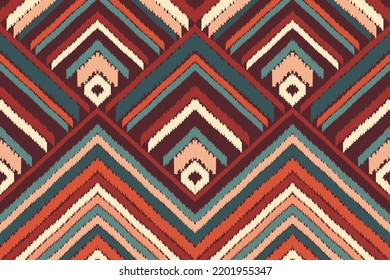 Ikat geometric folklore ornament with tribal ethnic seamless striped pattern Aztec style. oriental pattern traditional Design for background, clothing, wrapping, Batik, fabric, vector, illustration.