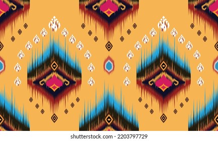 Ikat geometric folklore ornament. Tribal ethnic vector texture. Seamless striped pattern in Aztec style. Figure tribal embroidery. Indian, Scandinavian, Gyp sy, Mexican, folk pattern.ikat pattern