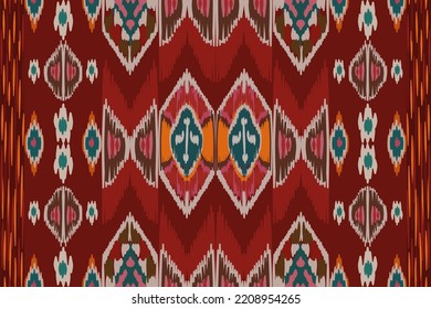 Ikat geometric folklore ornament with tribal ethnic seamless striped pattern Aztec style. oriental pattern traditional Design for background, clothing, wrapping, Batik, fabric, vector, illustration.