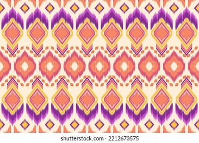 Ikat geometric folklore ornament with tribal ethnic seamless striped pattern Aztec style. oriental pattern traditional Design for background, clothing, wrapping, Batik, fabric, vector, illustration.