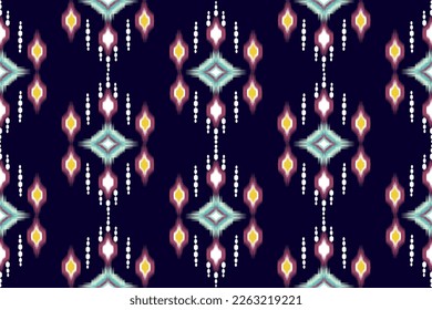 Ikat geometric folklore ornament. Tribal ethnic vector texture. Seamless striped pattern in Aztec style. Figure tribal embroidery. Indian, Scandinavian, Gypsy, Mexican, folk pattern.