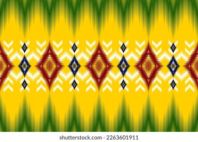 Ikat geometric folklore ornament. Tribal ethnic vector texture. Seamless striped pattern in Aztec style. Figure tribal embroidery. Indian, Scandinavian, Gypsy, Mexican, folk pattern.