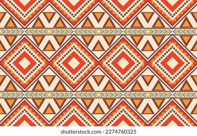 Ikat geometric folklore ornament. Tribal ethnic vector texture. Seamless striped pattern in Aztec style. Figure tribal embroidery. Indian, Scandinavian, Gypsy, Mexican, folk pattern. Boho chic design.