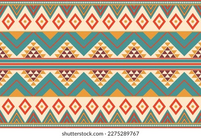 Ikat geometric folklore ornament. Tribal ethnic vector texture. Seamless striped pattern in Aztec style. Figure tribal embroidery. Indian, Scandinavian, Gypsy, Mexican, folk pattern. Boho chic design.