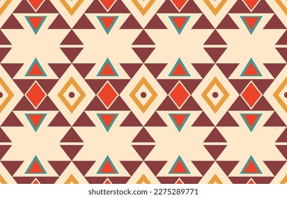 Ikat geometric folklore ornament. Tribal ethnic vector texture. Seamless striped pattern in Aztec style. Figure tribal embroidery. Indian, Scandinavian, Gypsy, Mexican, folk pattern. Boho chic design.