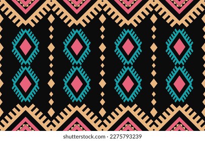 Ikat geometric folklore ornament. Tribal ethnic vector texture. Seamless striped pattern in Aztec style. Figure tribal embroidery. Indian, Scandinavian, Gypsy, Mexican, folk pattern. Boho chic design.