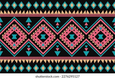 Ornamento de folclore geométrico Ikat. Textura vectorial étnica tribal. Patrón de rayas sin foco al estilo azteca. Figura bordado tribal. indio, escandinavo, gitano, mexicano, folclórico. Diseño elegante de Boho.