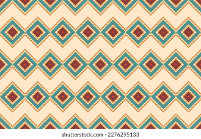 Ikat geometric folklore ornament. Tribal ethnic vector texture. Seamless striped pattern in Aztec style. Figure tribal embroidery. Indian, Scandinavian, Gypsy, Mexican, folk pattern. Boho chic design.
