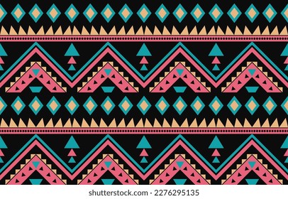 Ikat geometric folklore ornament. Tribal ethnic vector texture. Seamless striped pattern in Aztec style. Figure tribal embroidery. Indian, Scandinavian, Gypsy, Mexican, folk pattern. Boho chic design.