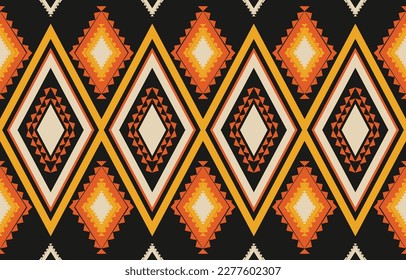 Ikat geometric folklore ornament. Tribal ethnic vector texture. Seamless striped pattern in Aztec style. Figure tribal embroidery. Indian, Scandinavian, Gypsy, Mexican, folk pattern. Boho chic design.