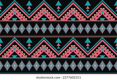 Ikat geometric folklore ornament. Tribal ethnic vector texture. Seamless striped pattern in Aztec style. Figure tribal embroidery. Indian, Scandinavian, Gypsy, Mexican, folk pattern. Boho chic design.