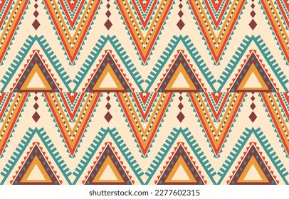 Ikat geometric folklore ornament. Tribal ethnic vector texture. Seamless striped pattern in Aztec style. Figure tribal embroidery. Indian, Scandinavian, Gypsy, Mexican, folk pattern. Boho chic design.