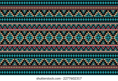 Ikat geometric folklore ornament. Tribal ethnic vector texture. Seamless striped pattern in Aztec style. Figure tribal embroidery. Indian, Scandinavian, Gypsy, Mexican, folk pattern. Boho chic design.