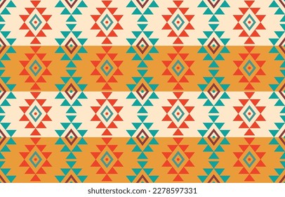 Ikat geometric folklore ornament. Tribal ethnic vector texture. Seamless striped pattern in Aztec style. Figure tribal embroidery. Indian, Scandinavian, Gypsy, Mexican, folk pattern. Boho chic design.