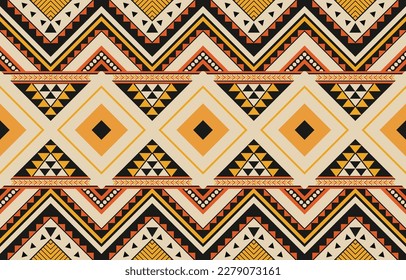 Ikat geometric folklore ornament. Tribal ethnic vector texture. Seamless striped pattern in Aztec style. Figure tribal embroidery. Indian, Scandinavian, Gypsy, Mexican, folk pattern. Boho chic design.