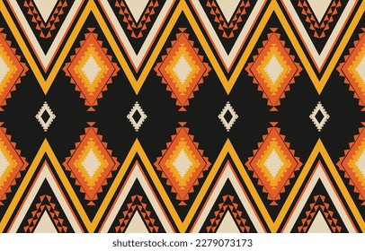 Ikat geometric folklore ornament. Tribal ethnic vector texture. Seamless striped pattern in Aztec style. Figure tribal embroidery. Indian, Scandinavian, Gypsy, Mexican, folk pattern. Boho chic design.