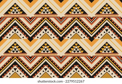 Ikat geometric folklore ornament. Tribal ethnic vector texture. Seamless striped pattern in Aztec style. Figure tribal embroidery. Indian, Scandinavian, Gypsy, Mexican, folk pattern. Boho chic design.