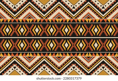 Ikat geometric folklore ornament. Tribal ethnic vector texture. Seamless striped pattern in Aztec style. Figure tribal embroidery. Indian, Scandinavian, Gypsy, Mexican, folk pattern. Boho chic design.