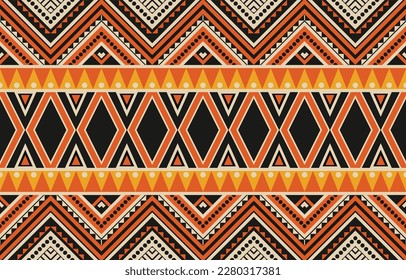 Ikat geometric folklore ornament. Tribal ethnic vector texture. Seamless striped pattern in Aztec style. Figure tribal embroidery. Indian, Scandinavian, Gypsy, Mexican, folk pattern. Boho chic design.