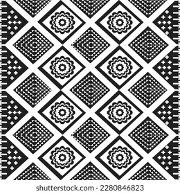 Ikat geometric folklore ornament. Tribal ethnic vector texture. Seamless striped pattern in Aztec style. Figure tribal embroidery. Indian, Scandinavian, Gyp sy, Mexican, folk pattern.ikat pattern