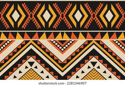 Ikat geometric folklore ornament. Tribal ethnic vector texture. Seamless striped pattern in Aztec style. Figure tribal embroidery. Indian, Scandinavian, Gypsy, Mexican, folk pattern. Boho chic design.