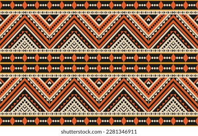 Ikat geometric folklore ornament. Tribal ethnic vector texture. Seamless striped pattern in Aztec style. Figure tribal embroidery. Indian, Scandinavian, Gypsy, Mexican, folk pattern. Boho chic design.