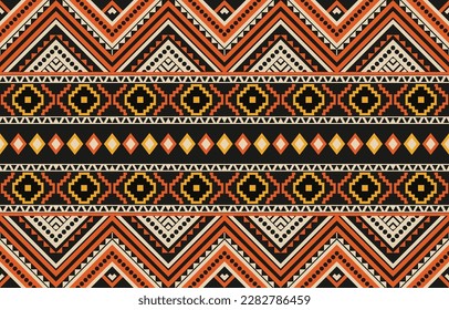 Ikat geometric folklore ornament. Tribal ethnic vector texture. Seamless striped pattern in Aztec style. Figure tribal embroidery. Indian, Scandinavian, Gypsy, Mexican, folk pattern. Boho chic design.