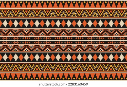 Ikat geometric folklore ornament. Tribal ethnic vector texture. Seamless striped pattern in Aztec style. Figure tribal embroidery. Indian, Scandinavian, Gypsy, Mexican, folk pattern. Boho chic design.