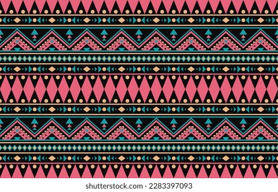 Ikat geometric folklore ornament. Tribal ethnic vector texture. Seamless striped pattern in Aztec style. Figure tribal embroidery. Indian, Scandinavian, Gypsy, Mexican, folk pattern. Boho chic design.
