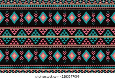 Ikat geometric folklore ornament. Tribal ethnic vector texture. Seamless striped pattern in Aztec style. Figure tribal embroidery. Indian, Scandinavian, Gypsy, Mexican, folk pattern. Boho chic design.